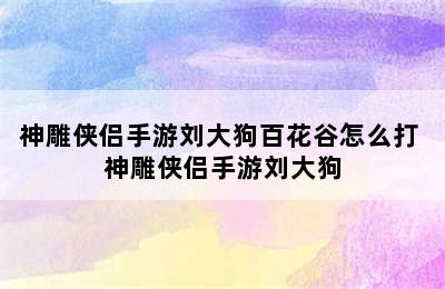 神雕侠侣手游刘大狗百花谷怎么打 神雕侠侣手游刘大狗